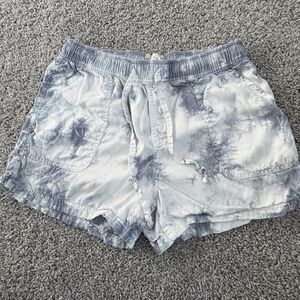 C&C California Women's Blue White Tie Dye Elastic Waist Drawstring Shorts Size S